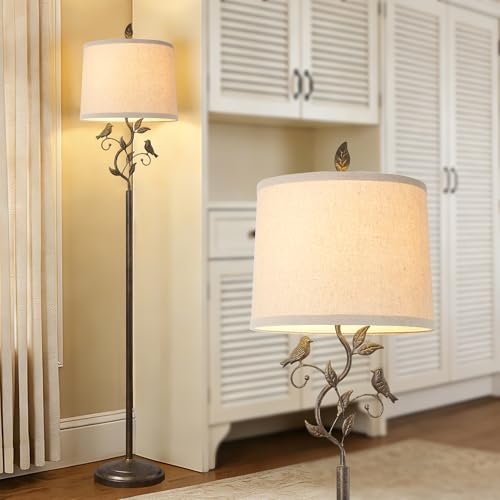 63" Farmhouse Iron Leaf Floor Lamp for Living Room - color: Brass