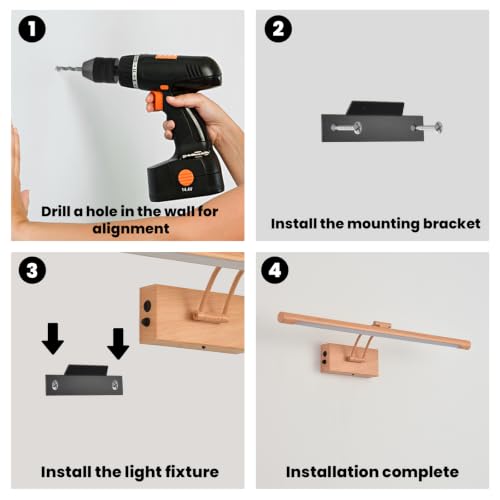 Battery Operated Picture Light for Wall,Wood Finish 23.6-Inch - color: Wood Finish, size: 23.6 Inch