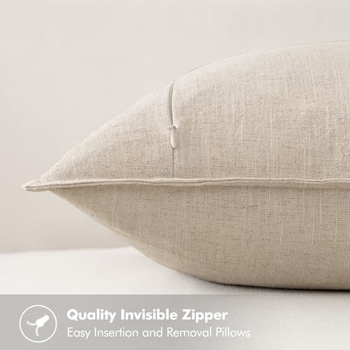 MIULEE Neutral Cream/Gray Boho Linen Pillow Covers 18x18 Inch Pack of 4 - color: Neutral Cream/Gray, size: 18" x 18" (Pack of 4)