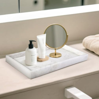 Natural Marble Bathroom Tray, 12"x8" Stone Vanity Decorative Counter Trays - color: 12"x8"-namib Bianco