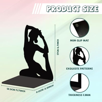 Peacoblue 5.3"x4.3"x6.7" Metal Bookends, Heavy Duty Book Ends for Shelves - style: Yoga