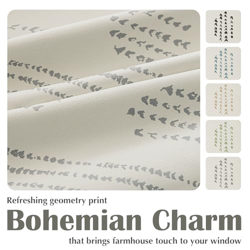 100% Blackout Grey Boho Curtains, 84 Inches, 2 Panels for Bedroom - color: Grey, size: 52"W x 84"L (Pack of 2)