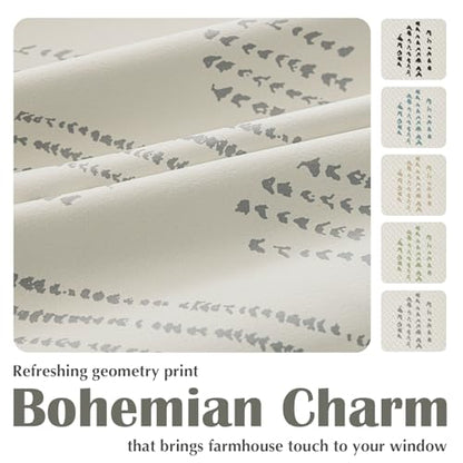 100% Blackout Grey Boho Curtains, 84 Inches, 2 Panels for Bedroom - color: Grey, size: 52"W x 84"L (Pack of 2)