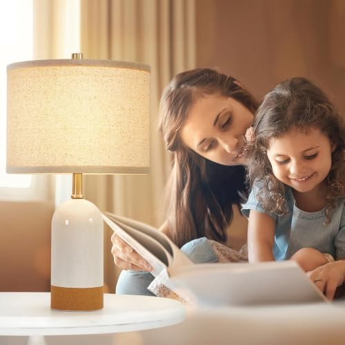 GyroVu Table Lamps Set of 2, Bedside Table Lamp for Bedroom Living Room - color: White