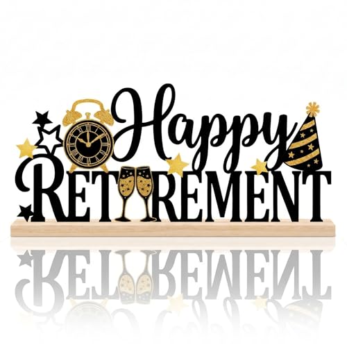 Retirement Table Decor Centerpiece, Retirement Metal Table Sign - style: Happy Retirement