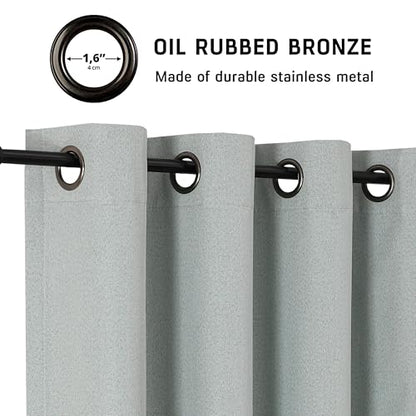 THOOO 100% Blackout Curtains Natural Linen Textured Blackout Curtains 63 Inch Length for Bedroom Living Room Nursery, Farmhouse Thermal Insulated Grommet Curtains Room Darkening 2 Panels,Sage Green - color: Sage Green, size: 52"W x 63"L (Pack of 2)
