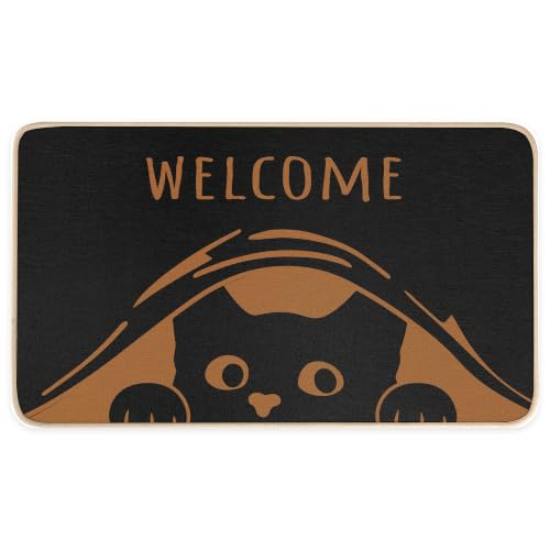 Miss Adola Door Mat, Home Decor, 17x29 Inch, Peeking Cat - color: J-peeking Cat