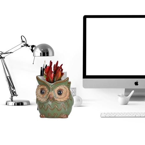DIYOMR Small Ceramic Planter Pot, 4.3" Vintage Bronze Animal Planters Ceramic Flowerpot Succulent Pots Cactus Pot (Owl) - color: Owl
