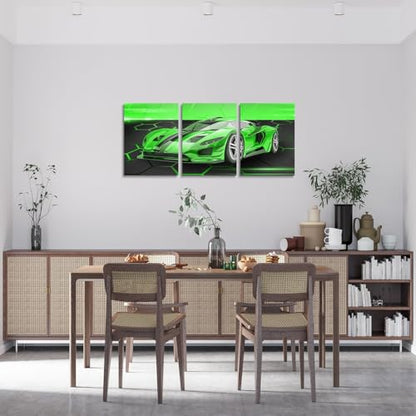 Feelyou Race Car Wall Art 12" x 16" x 3 - color: Bean Green