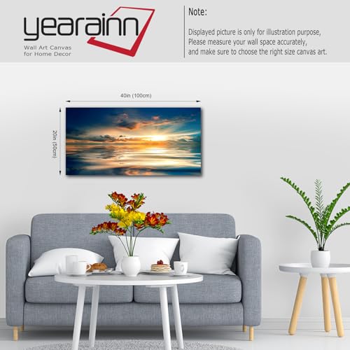 yearainn Sunset Ocean Wall Art, Calm Blue Sea Glow Landscape, 20" x 40" - color: Sunset Calming Ocean, size: 40"L x 20"W