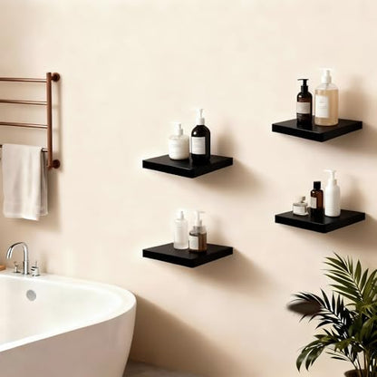 Small Floating Shelves for Wall Set of 2, 8 Inch Square Shelves,Black - color: Black, size: 8 Inch-2 Pcs