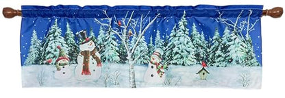 Holiday Winter Snowman Holiday Rod Pocket Valance 58 x 18 Inches - color: Snowman, size: 58"W x 18"L (Pack of 1)