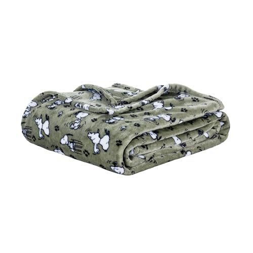 Berkshire Blanket Peanuts® VelvetLoft® Cute Character Snoopy Plush Blanket,Loden Green,Twin 60 in x 90 in (Official Peanuts® Product) - color: Loden Green, size: Twin (60 in x 90 in)