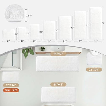 Disolla White Bathroom Rugs 24x48, Microfiber Non-Slip Plush Thick Bath Mat - color: White, size: 2' x 4' (24''x48'' Bathroom Rug)