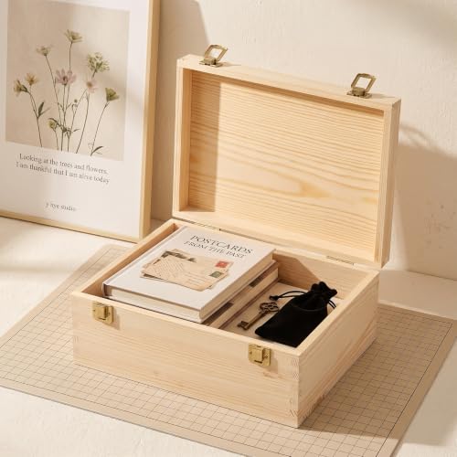Extra Large Unfinished Wooden Box 11 x 9 x 5 inch Natural Wood Boxes