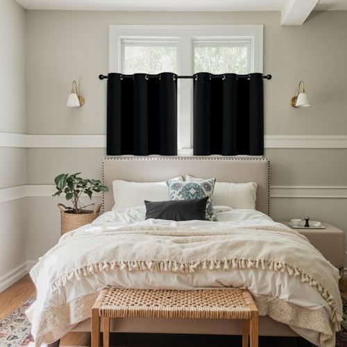 MIULEE Blackout Curtains for Bedroom 2 Panels 40 x 36 Inch Long Black - color: Black, size: 40"W x 36"L (Pack of 2)