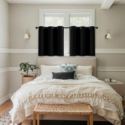 MIULEE Blackout Curtains for Bedroom 2 Panels 40 x 36 Inch Long Black - color: Black, size: 40"W x 36"L (Pack of 2)