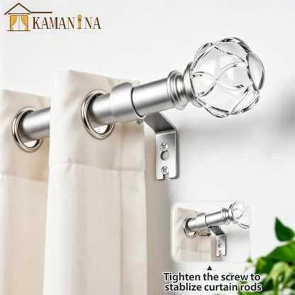 KAMANINA Silver Curtain Rods for Windows 48-84 Inch Heavy Duty Drapery Rod - color: Silver, size: 48-84"