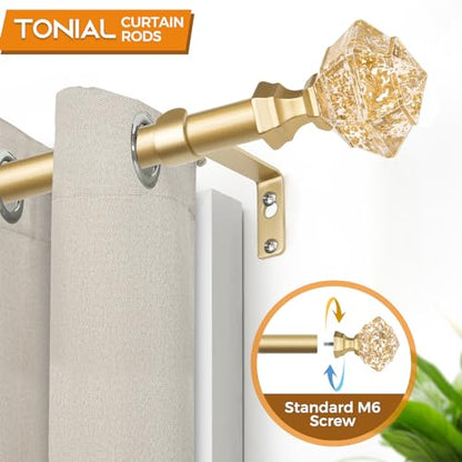 TONIAL Luxury Gold Translucent Replacement Finials for 3/4 Inch Curtain Rod - color: Luxury Gold