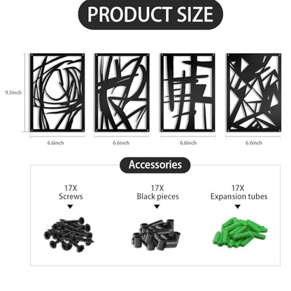 OYEFLY 4 Pack Abstract Metal Wall Art,Minimalist Art Decoration for Living Room Bedroom Bathroom Study (Black, 9.4 x 6.5inch) - size: 9.4 x 6.5inch
