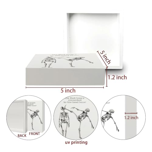 Spooky Halloween Skeleton Anatomy Wooden Box Sign Desk Decor - color: Skeleton Anatomy