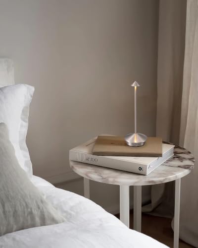 Modern Cordless Table Lamp Set of 2, Brushed Nickel LED Desk Lamps - color: Brushed Nickel (2 Pack)