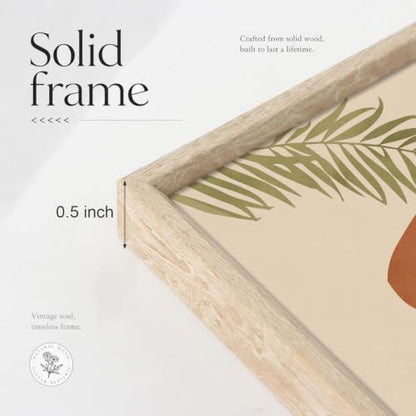 HOURIA Terracotta Sage Green Palm Leaf Framed Canvas Wall Art Set-16"x24"x3 - color: Boho Botanical Wall Art, size: 16"L x 24"W