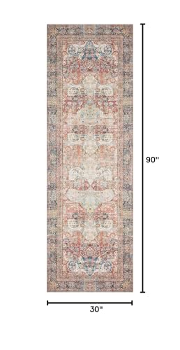 Loloi Loren Brick/Multi 2'-6" x 7'-6" Runner Rug - color: Brick / Multi, size: 2'6" x 7'6" (Rectangular)