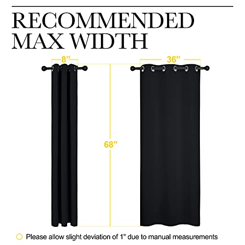NICETOWN Black Blackout Curtains for Bathroom 42" Wide x 68" Long 2 Panels - color: Black, size: 42"W x 68"L (Pack of 2)