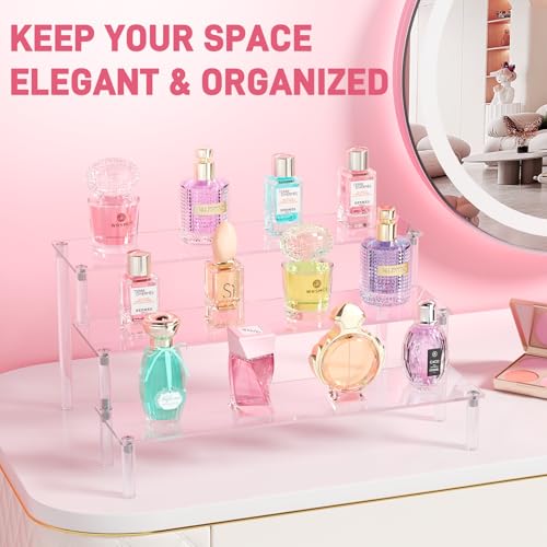 2 Packs Acrylic Display Stand Riser,3 Tier Perfume Organizer Cupcake Stand - color: Clear, size: 11.6x3.1 inch