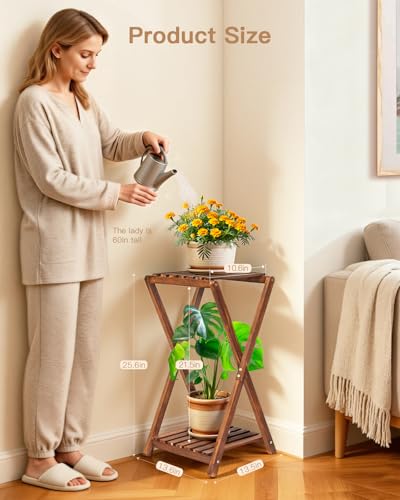Wood Tiered Plant Stand Indoor,Corner Plant Shelf for Indoor Plants