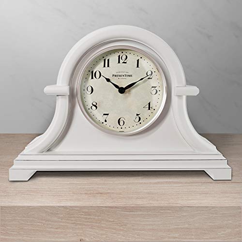 Presentime Vintage Farmhouse Mantel Clock, Napoleon Desk Clock - color: Grey Cream