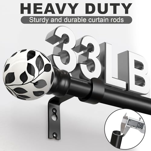 Ceramic Black Curtain Rods 2 Pack for Windows 16 to 120 Inches - color: Ceramic Black, size: 16"-120"|2 Pack