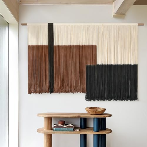 Macrame Wall Hanging Large Dip Dyed Brown Boho Fiber Art Decor 57"W*35"L - color: Brown