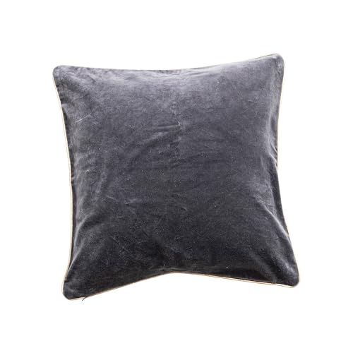Creative Co-Op Square Cotton Velvet Printed Pillow with Hand-Embroidered Beads, Navy Color