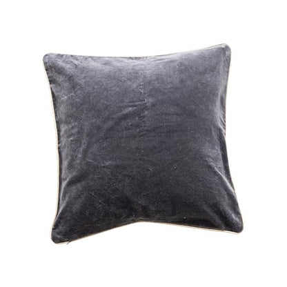 Creative Co-Op Square Cotton Velvet Printed Pillow with Hand-Embroidered Beads, Navy Color