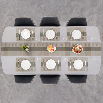 Placemats Set of 8, Vinyl Woven Heat-Resistant Place Mats - color: Gray Dark Gray, size: Set of 8