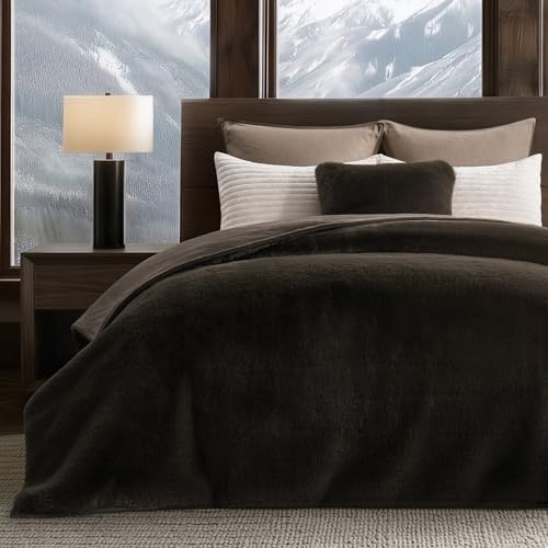 EverGrace Faux Chinchilla Fur Throw Blanket, 72"x90", Espresso Mink - color: Espresso Mink, size: 72"x90"