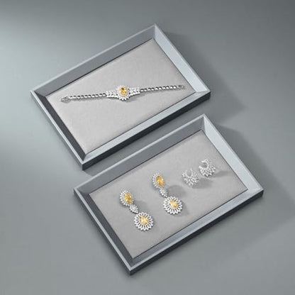 Oirlv Leather Small Jewelry Tray Grey - size: 9.1" x 5.9" x 0.8"