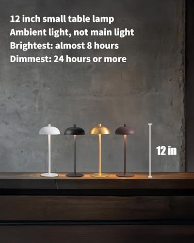 12" Cordless Table Lamps Set of 2, Gold Modern Portable Desk Lamp - color: H12" Gold (2 Pack)