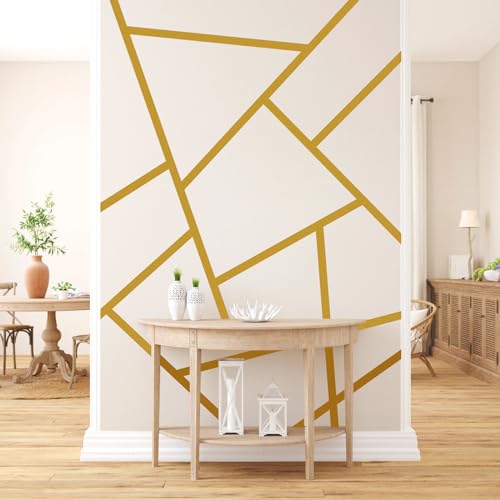 Striped Wall Decals Geometric Line Wall Sticker Golden Decal Peel and Stick - color: Gold
