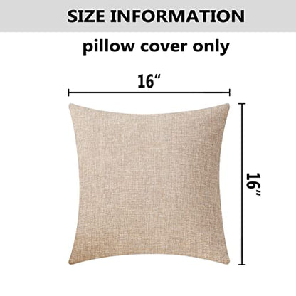 Home Brilliant Linen Burlap Throw Pillow Covers for Couch Sofa Beige Cream Pillow Covers 16x16, Set of 2, Light Linen - color: Light Linen, size: 16" x 16" (Pack of 2)