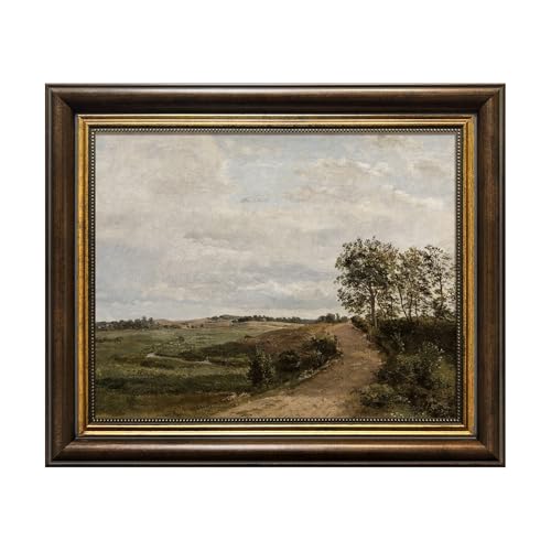Small Vintage Framed Canvas Wall Art Countryside Hills Landscape Wall Decor - color: The hills-Gold framed, size: 12"L x 10"W