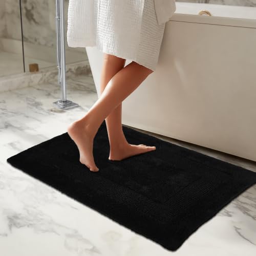 COTTON CRAFT Bath Rugs - 2 Pack Large 20x30 Soft Plush Bath Mats - Black - color: Black, size: 20x30 Inches
