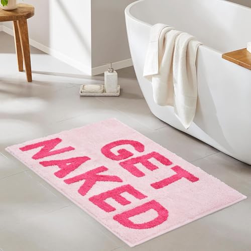 Zeeinx Get Naked Bath Mat Pink Cute Funny Bathroom Rugs 20”x32” - color: Pink, size: 1'8" x 2'8" (Rectangular)