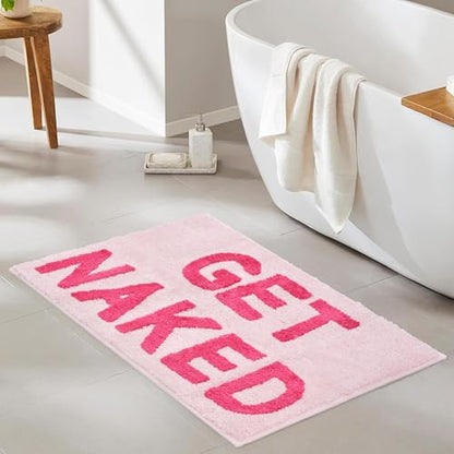 Zeeinx Get Naked Bath Mat Pink Cute Funny Bathroom Rugs 20”x32” - color: Pink, size: 1'8" x 2'8" (Rectangular)