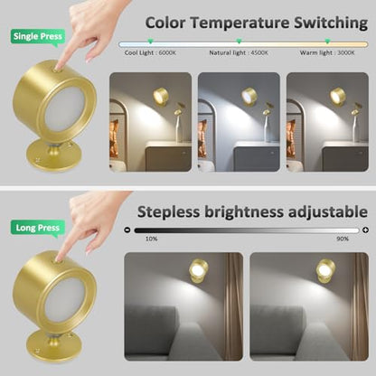 Racokky LED Wall Mounted Lights with Remote, Rechargeable Wall Sconces - color: Gold