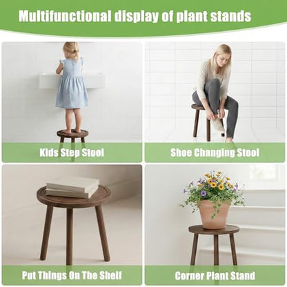 Wood Plant Stands Indoor, Updated Single Plant Stand Modern Plant Table for Large Plants, Wooden Plant Stool, Tall Plant Holder Small Round Side for Living Room, Balcony, Office (Dark Brown) - color: Dark Brown