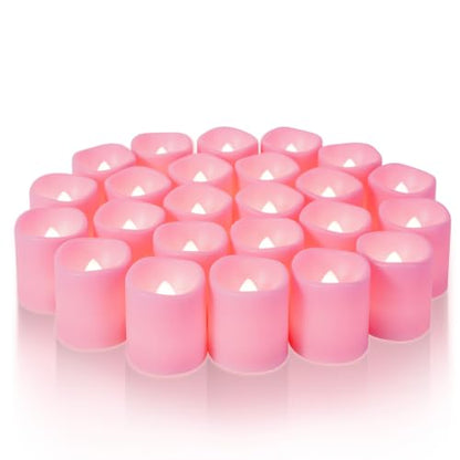 Homemory 12 Pack Pink Flameless Flickering LED Votive Tealights Candles - color: Pink (Soft White Llight), size: 12 Pack