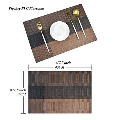 PIGCHCY Placemats,Durable Placemats for Dining Table,Washable Woven Vinyl Kitchen Placemats Set of 4 (Brown) - color: A: Brown, size: 4 Placemats